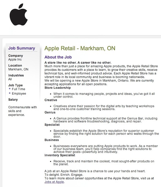 apple store job opportunities