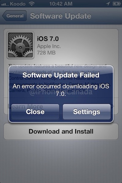 How to Fix iOS 7 “Software Update Failed/Unavailable” Error [PIC]