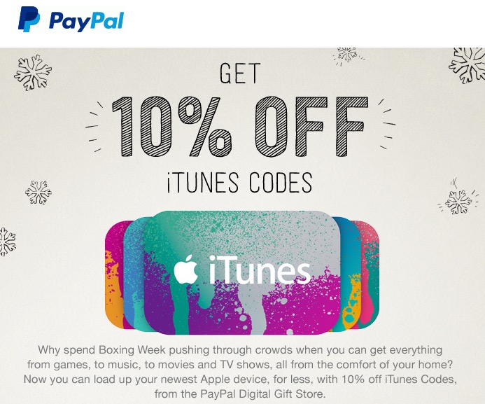 PayPal Canada Offers 10 Off iTunes Codes So You Can Avoid