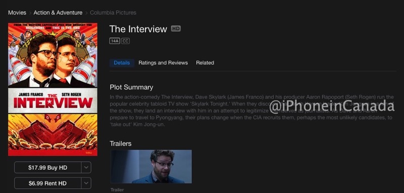 “The Interview” ahora en iTunes Estados Unidos y Canadá