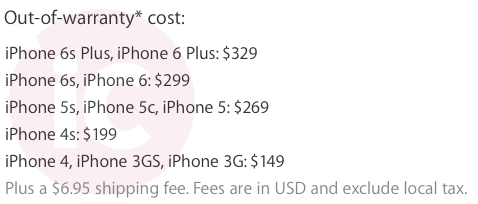 iPhone 6s Out-of-Warranty Repair Prices Revealed in CAD, USD LIST ...