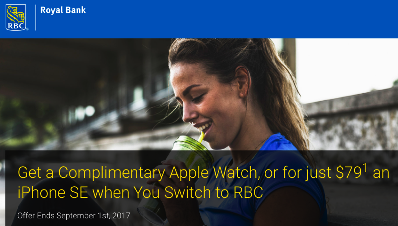 RBC Promo: Free Apple Watch or iPhone SE for $79 for Switchers