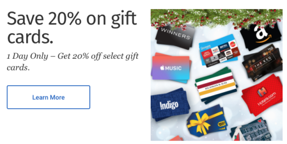 RBC Rewards Cyber Monday: 20% Off Gift Cards, Includes Apple Music