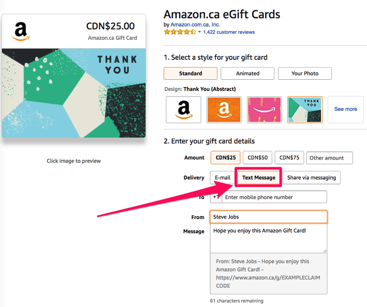 Amazon Launches eGift Card Delivery via Text Message in