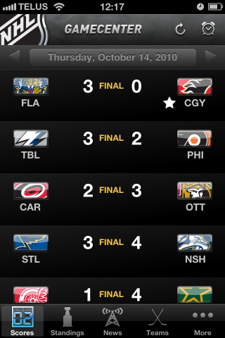NHL Gamecenter 2010 iPhone Review iPhone in Canada Blog