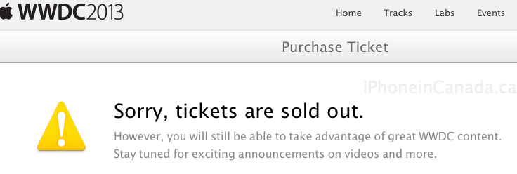 wwdc 2013 tickets sold out