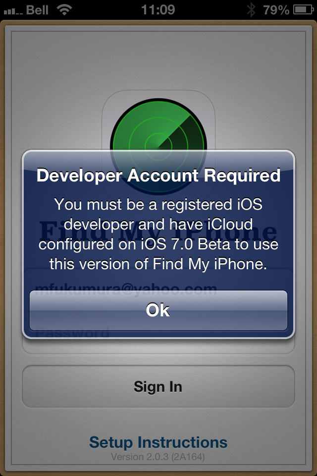 “Find My iPhone” Update 2.0.3 Requires Developer Account to Access the