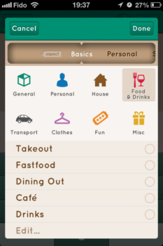 Organize your expenses in editable categories 