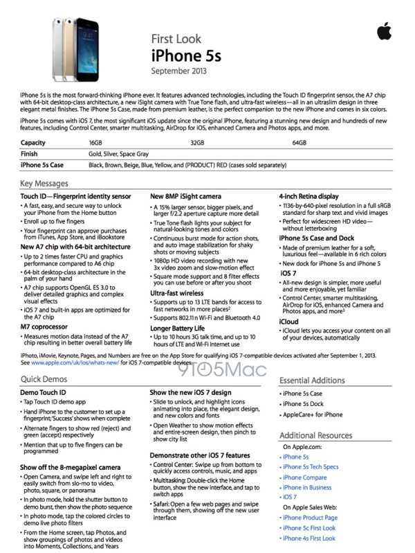 Iphone 5s training guide