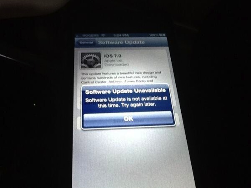 software update unavailable