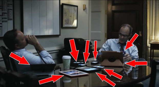 A whole bunch of Apple products appear on House of Cards, a Netflix exclusive.