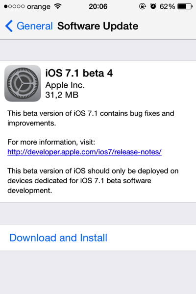 IOS 7 1 beta 4