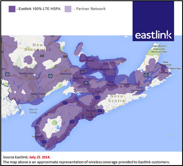 Eastlink Coverage Map July 25 2014