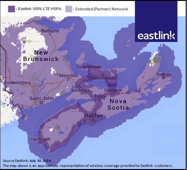 Eastlink Coverage Map July 30 2014
