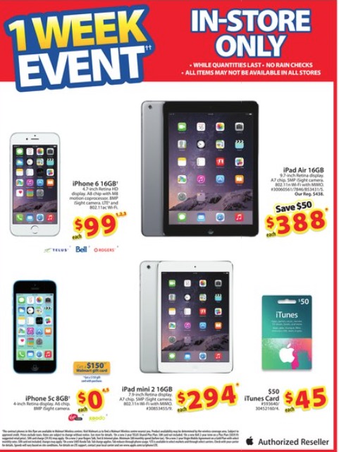 Walmart Sale Rogers Telus Bell Iphone 6 For 99 On Contract Iphone In Canada Blog