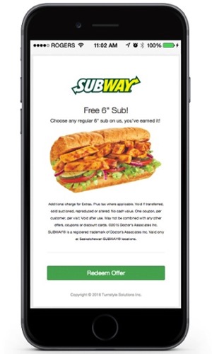 Subway coupon