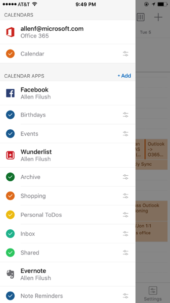 Introducing Wunderlist Facebook and Evernote in Outlook on iOS and Android 1