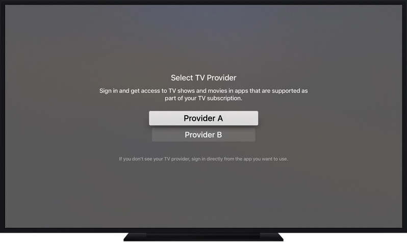 Tvos10 settings accounts tv provider sign in