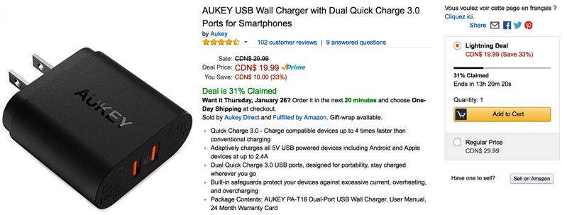 Aukey wall charger