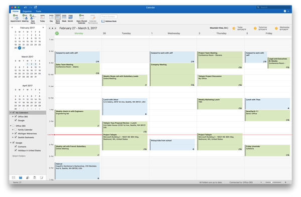 Outlook 2016 for Mac adds support for Google Calendar and Contacts 1
