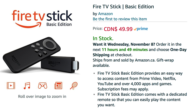 Amazon Fire Tv Stick Basic Edition Launches In Canada For 49 99 U Iphone In Canada Blog