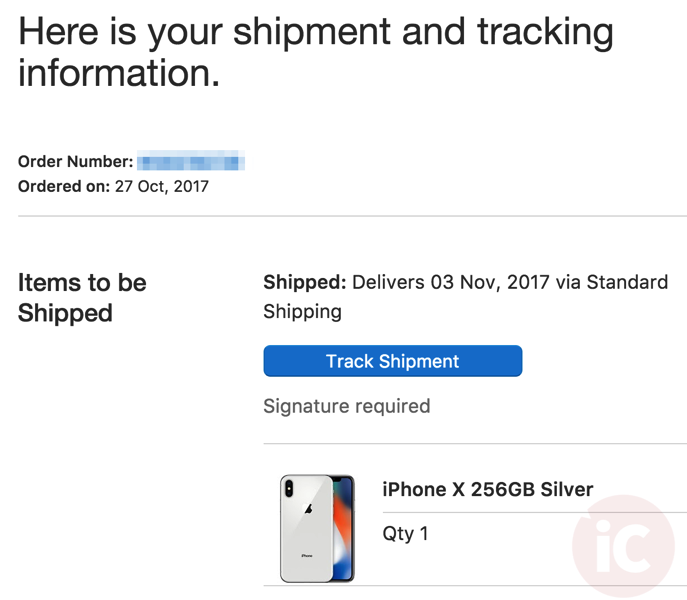 Iphone x shipped