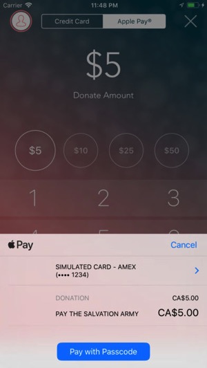 Salvation army kettle apple pay