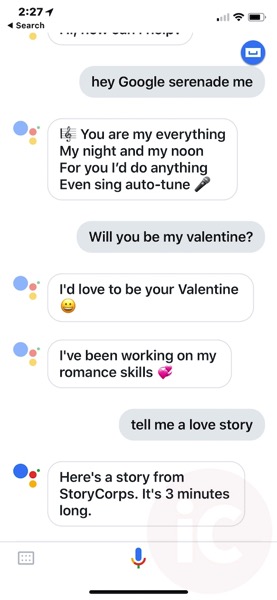 Google assistant valentine s day