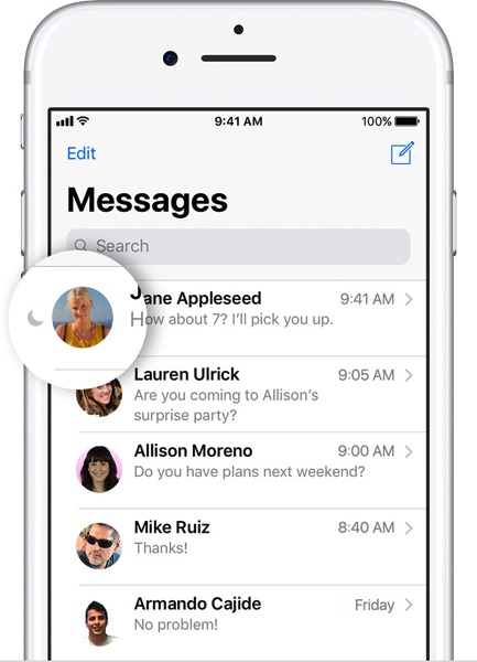 Ios11 iphone7 use messages mute conversation callout