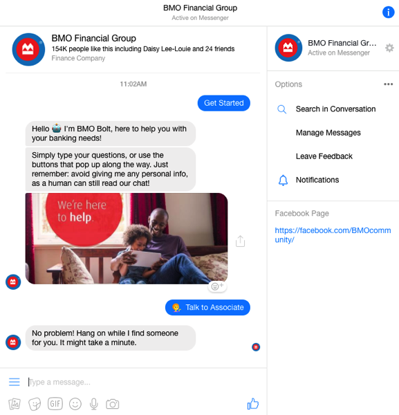 Bmo facebook chatbot