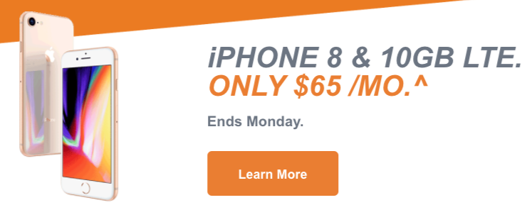 Iphone 8 $0 $65 10gb freedom mobile