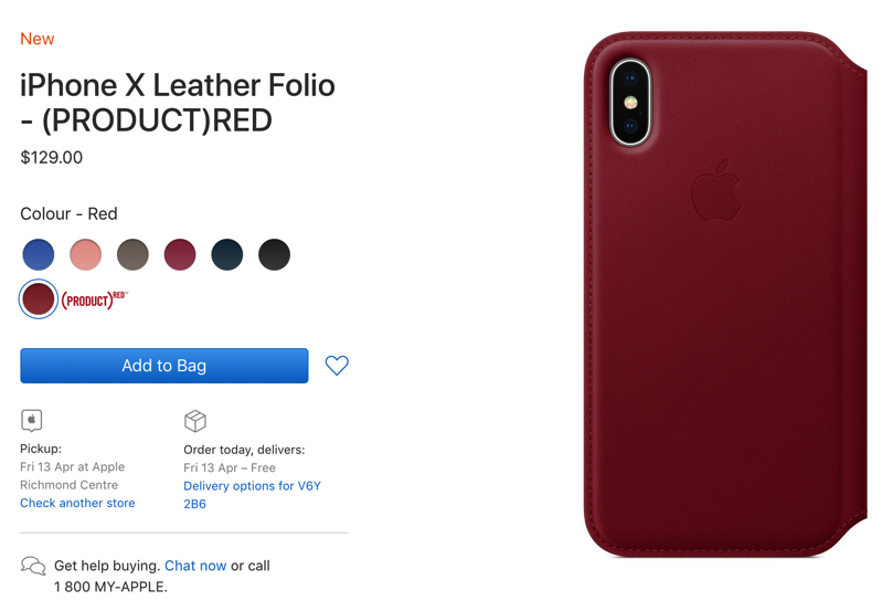 Product red iphone x leather folio