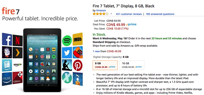Fire 7 tablet sale