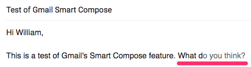 Gmail smart compose test
