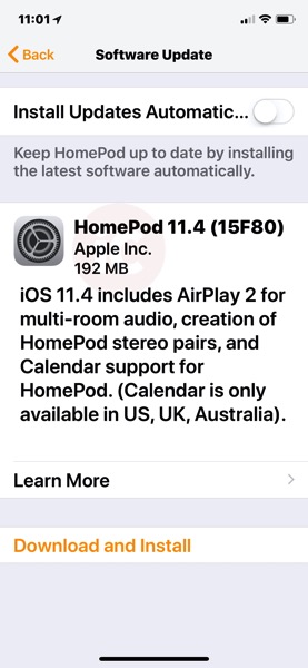Homepod 11 4 update