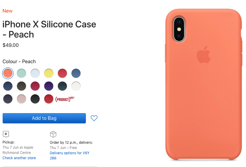 Iphone x silicone case peach