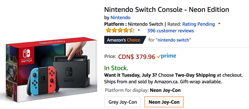 Nintendo switch price drop