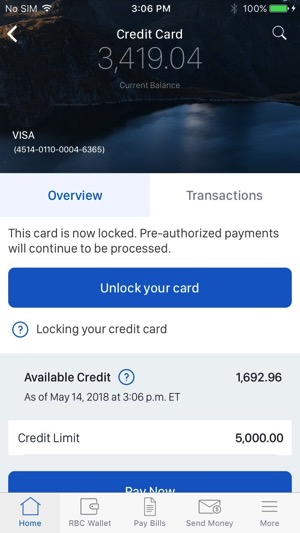 Rbc ios lock credit card 3