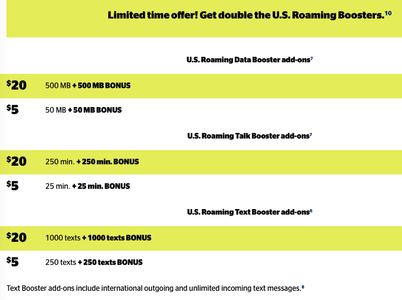 Koodo US roaming booster bonus