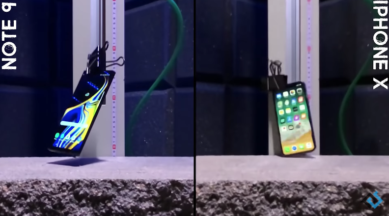 Drop test galaxy note 9 vs iphone x