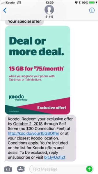 Koodo $75 15gb plan offer