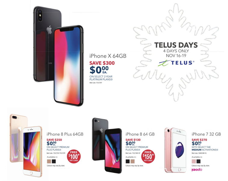 Best Buy Early Black Friday Deals Telus 0 Iphone X 0 Iphone 8 Plus And More With Gift Cards Iphone In Canada Blog