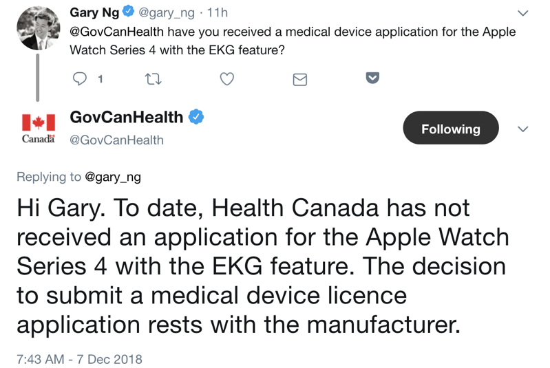 Health canada apple watch
