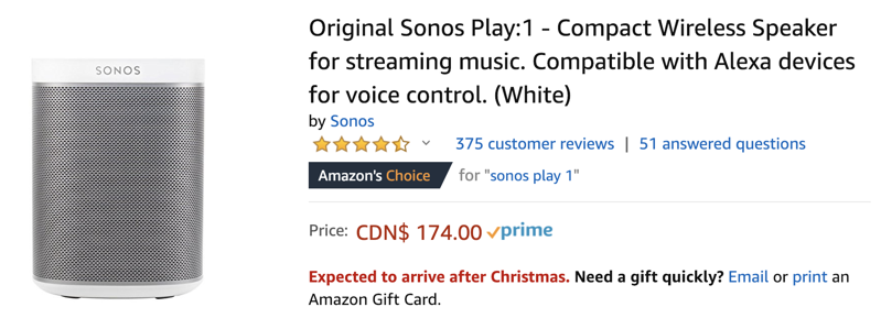Sonos play1 sale amazon
