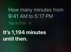 20190107 Siri minutes between times