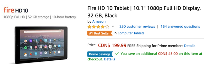 Fire HD 10 prime savings