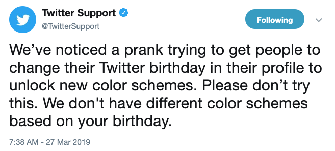 Twitter birthday prank