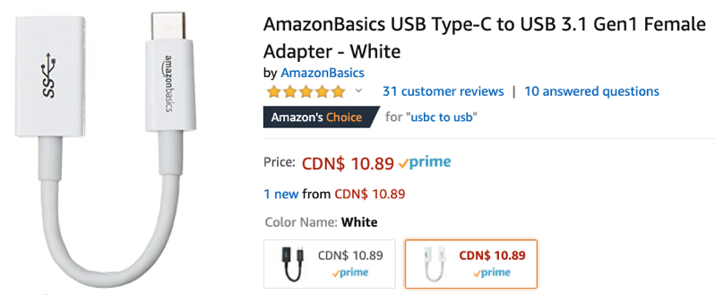 Amazon basics usb type C adapter