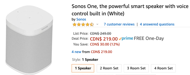 Sonos one sale amazon