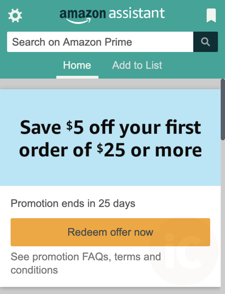 Amazon assistant prime offer extension